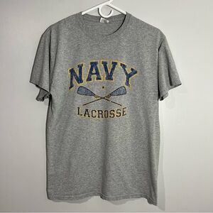 Naval Academy Midshipman Lacrosse LAX Gray Short Sleeve T-Shirt Mens Medium